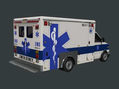 Vehicle Ambulance Rescue Truck Game Ready 03 Low-poly 3D model