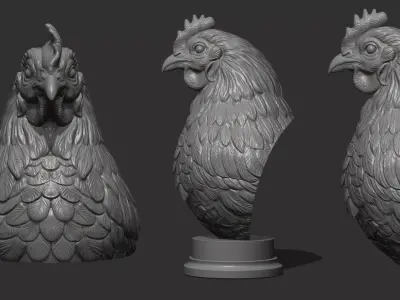 Chicken bust head 3D print model