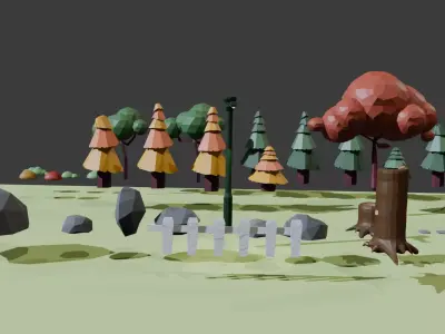 LowPoly Nature set Free low-poly 3D model