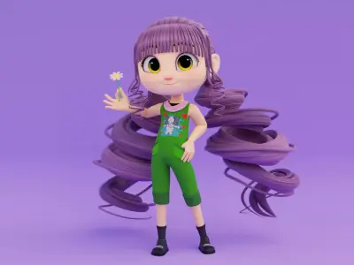 Cartoon Girl - Fully RIgged 3D model