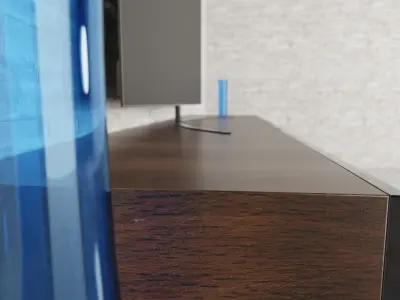 TV shelf with TV and decoration 3D model