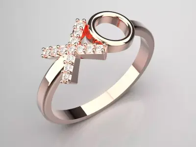 Rose Gold Diamond stl 3dm Ring XO Model jr00202 3D print model