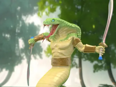 Naga - Daz3d or Poser - Rigged Snake Person Low-poly 3D model