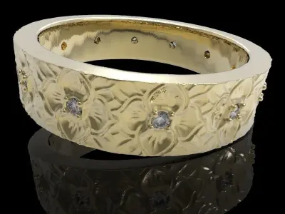 Flowers ring with gems  3D print model