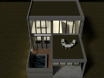 Resort house type B with 3D-printing wall 3D model