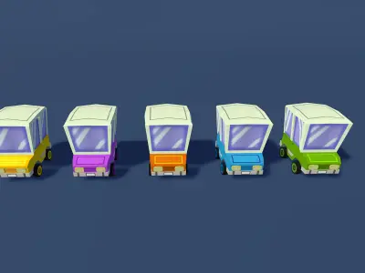 Lowpoly cartoony cars Low-poly 3D model