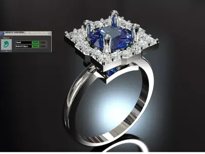 Sapphire Cocktail Ring on Diamond Square Platform jr00292 3D print model