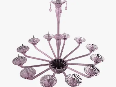 Twelve-Arm Handblown Murano Glass Venetian Chandelier by Venini 3D model