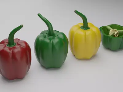 Bell Pepper Low Poly realistic 3d model for game Low-poly 3D model