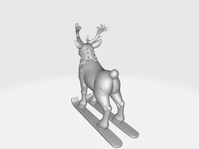 Reindeer on Skis Winter Deer Holiday Christmas Shelf Ornament 3D print model
