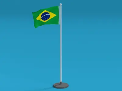 Low Poly Seamless Animated Brazil Flag Low-poly 3D model