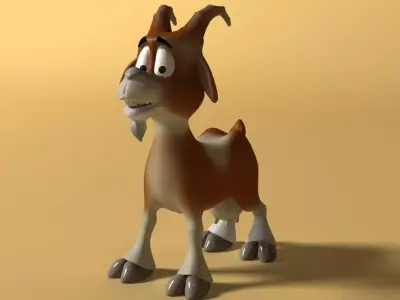 Cartoon Goat Rigged and Animated Low-poly 3D model