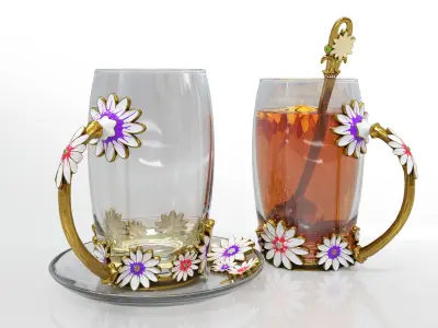 Handmade tea set with carafe 3D model