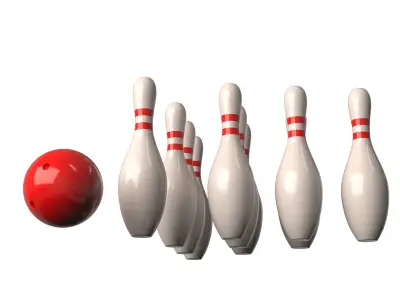 Bowling Ball and Pins Low-poly 3D model