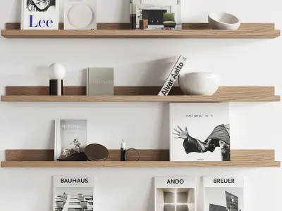 095 Decor on shelves 01 books and neutral 00 3D model