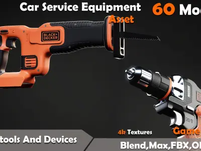 60 Car Service Equipment Asset Low-poly 3D model