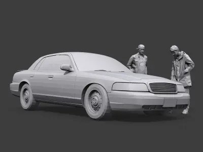 Road Accident Low-poly 3D model