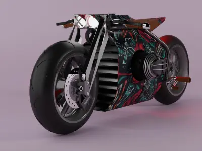 Custom Retrofuturism Cafe Racer Low-poly 3D model