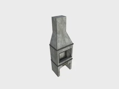 Brazilian Barbecue Grill 05 Concrete - Interior Design Low-poly 3D model