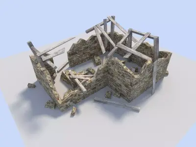 ruined house Free low-poly 3D model
