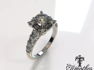 Timothes Diamond Ring 3D JewelryModel Printable 3D FR6 3D print model
