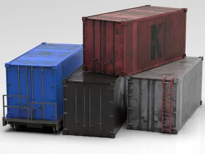 WellCar Container Stair  Low-poly 3D model