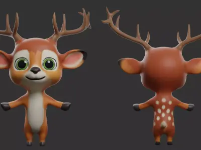 Deer Cartoon Low-poly 3D model