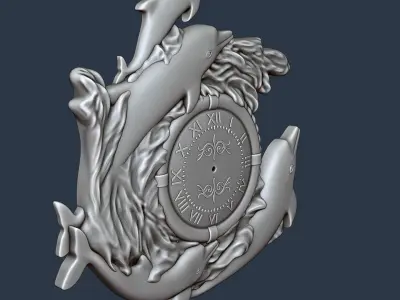 Dolphins Clock - 3D STL file for CNC 3D model