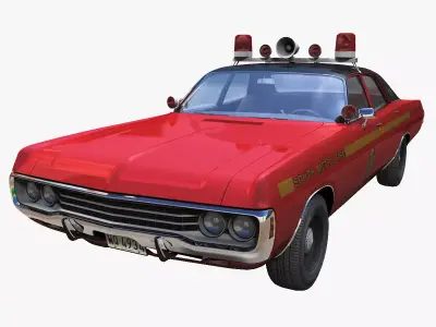 Vintage 70s Fire Chief car Low-poly 3D model