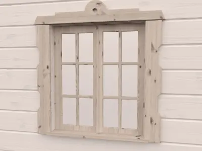 Vagonkamodel wooden window on wall Free 3D model