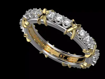 Tiffany ring 3 diamond 3D print model