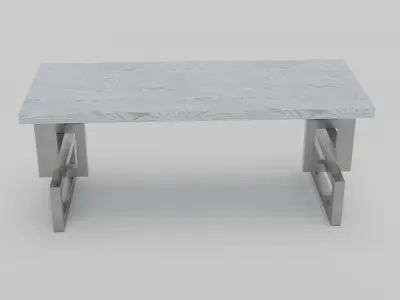 Modern Geometric Metal-Leg Dining Table  Light Wood Finish Free low-poly 3D model