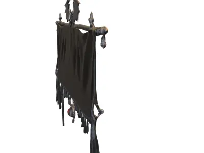 Dark Bat Banner  Gothic Fantasy  Low-poly 3D model