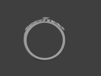 Floral Leaf Diamond Gold Ring 3D print model