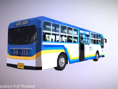 Bus Legendary 8 of Thailand Low-poly 3D model