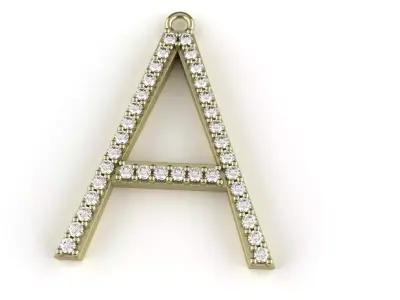 Letter A Diamond Pendant Gold Silver Platinum Luxury  3D print model