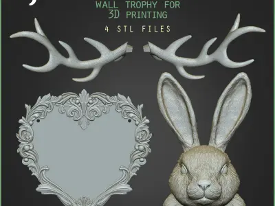 Jackalope Animal Head Wall Trophy 3D print model