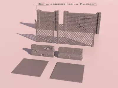 Set of 8 objects for the factory 3D print model