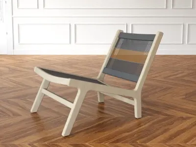 West Elm Wood Rope Lounge Chair 3D model