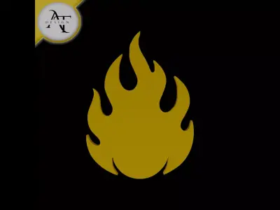 Simple Flame Symbol - 2D Art Free 3D print model