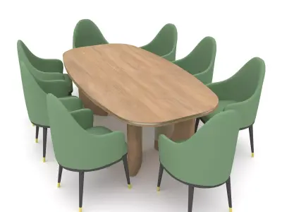 The classic table and chair set Low-poly 3D model