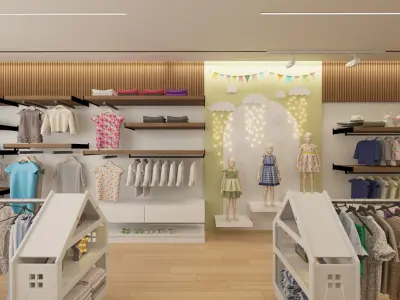 Modern Children Clothing Store Interior 3D Model 3D model