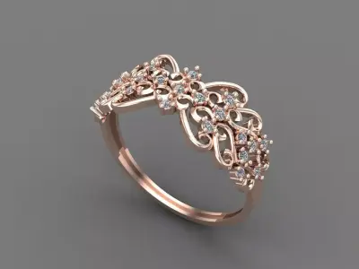 Womens Diamond Signet Ring Women Rings 3dmodels 3D print model 3D print model 46