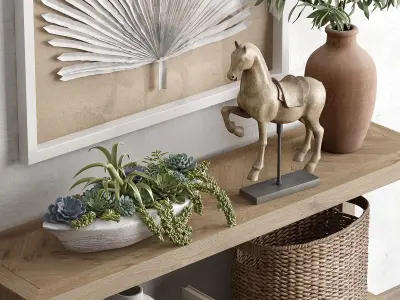 HADLEY HERRINGBONE RECLAIMED WOOD CONSOLE TABLE 3D model