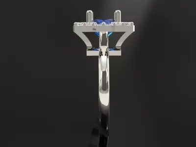 Sapphire Cocktail Ring on Diamond Square Platform jr00292 3D print model