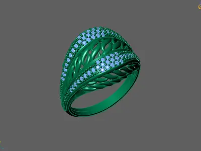 Women Ring With Stone Diamond Ready STL 3DM Models Womens Rings 3D print model purchase