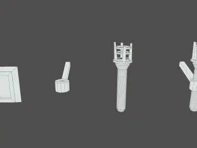 Stylized PBR Torch Small Pack Low-poly 3D model