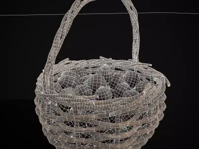 Basket of Onions Low-poly 3D model