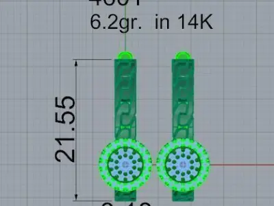 Round Halo Chain Earring 4601 3D print model