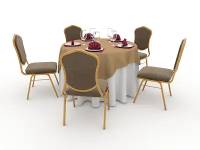Banquet Table and Chair 18 3D model